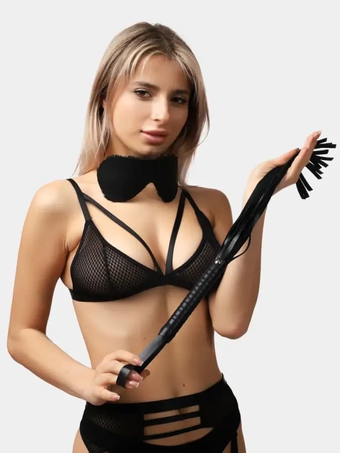 Набор БДСМ маска BDSM с мехом, плетка, ролевые игры — фото 2