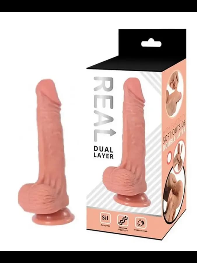 Реалистичный фаллоимитатор Real Dual Layer 20 см
