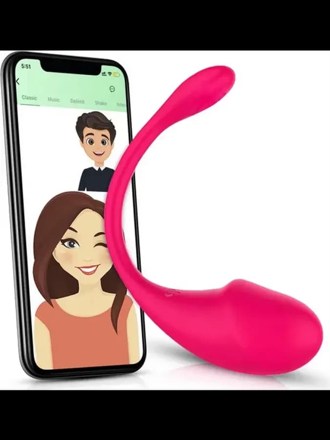 Виброяйцо_розовое, _21см_силикон, _Bluetooth