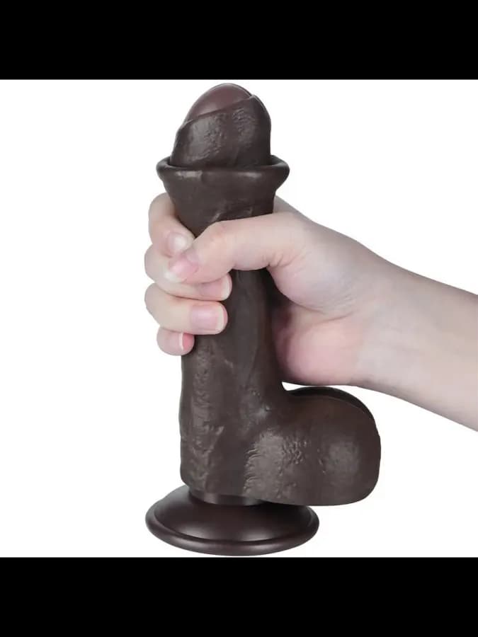 Реалистичный фаллоимитатор Lovetoy Sliding Skin (18,3×3,5 см) с двойной плотностью коричневый — фото 3