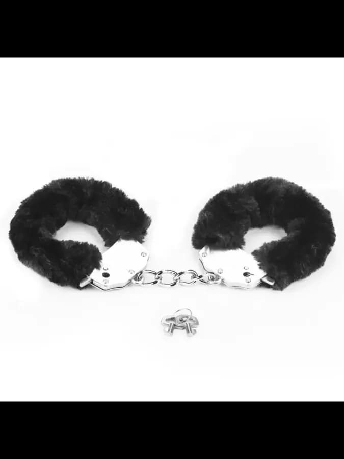 Металлические черные наручники с мехом Fetish Handcuffs — фото 6