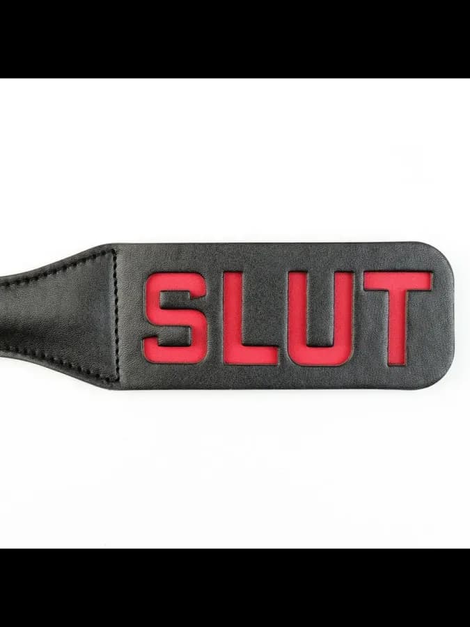 Шлёпалка БДСМ Оки-Чпоки «SLUT», черная, ПВХ, 38 х 5 см — фото 4