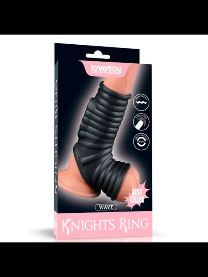 Насадка на пенис с вибрацией Wave Knights Ring (10*3,7) голубая — фото 3