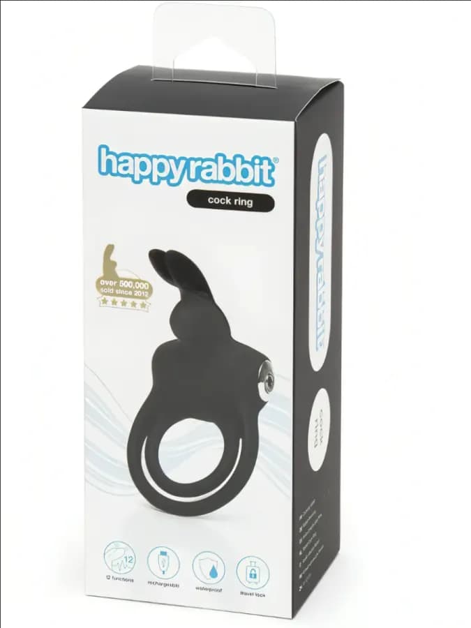 Вибронасадка с кольцом Happy Rabbit Cock Ring черная