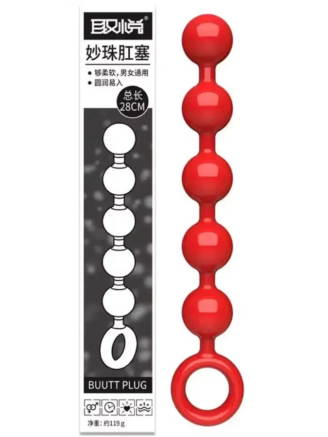 Большая анальная цепочка "BIG RED ANAL BEADS" 28см — фото 3