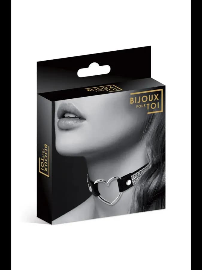 Чокер COLLIER STRASS ET COEUR, металл, прозрачный
