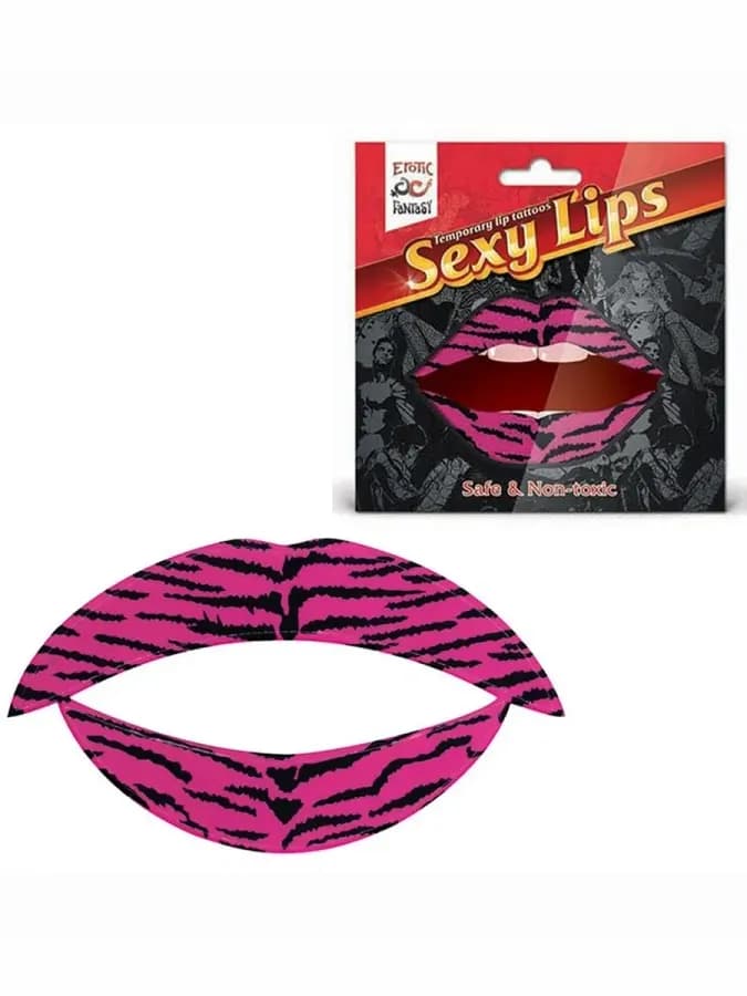 Временные тату-наклейки на губы LIP TATTOO Тигровый розовый