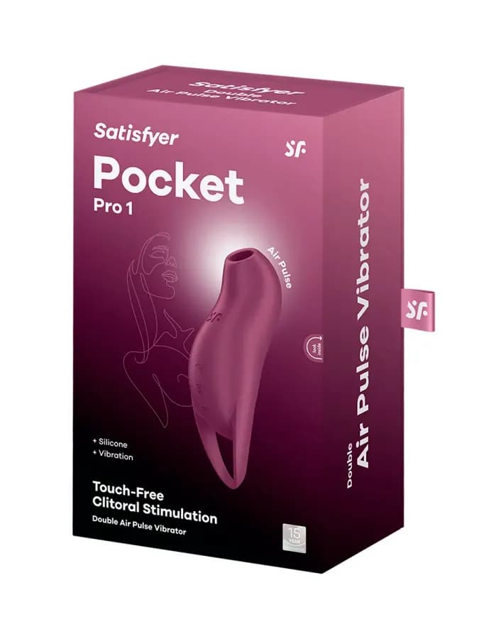 Клиторальный стимулятор с вибрацией Pocket Pro 1 от Satisfyer бордовый