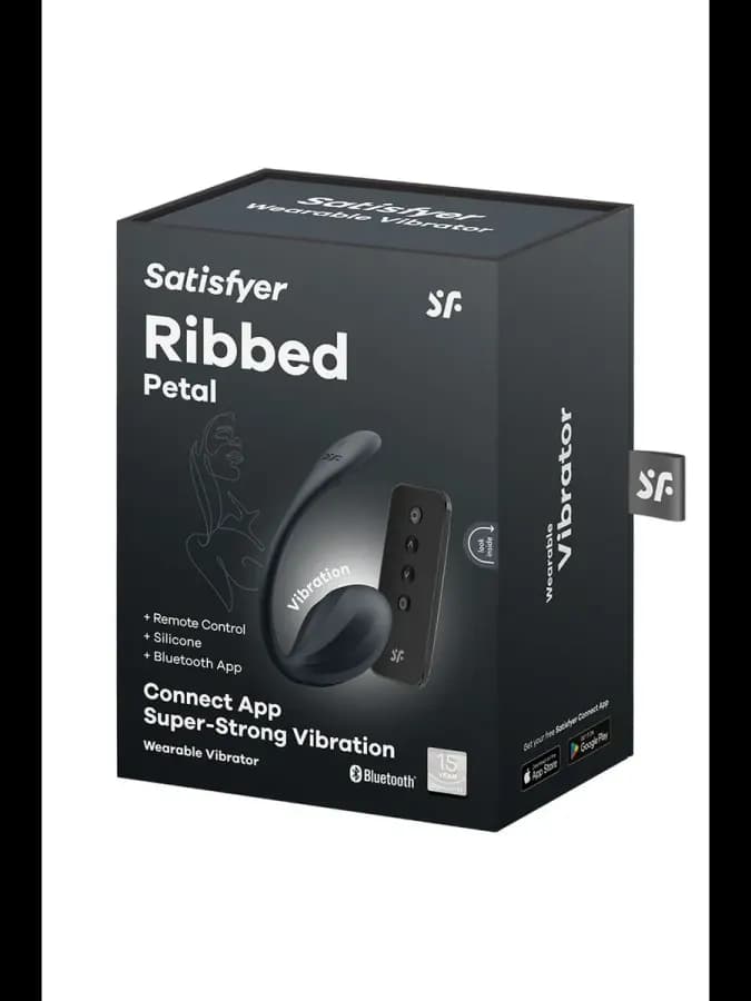 Виброяйцо Satisfyer Ribbed Petal черный (Connect App)