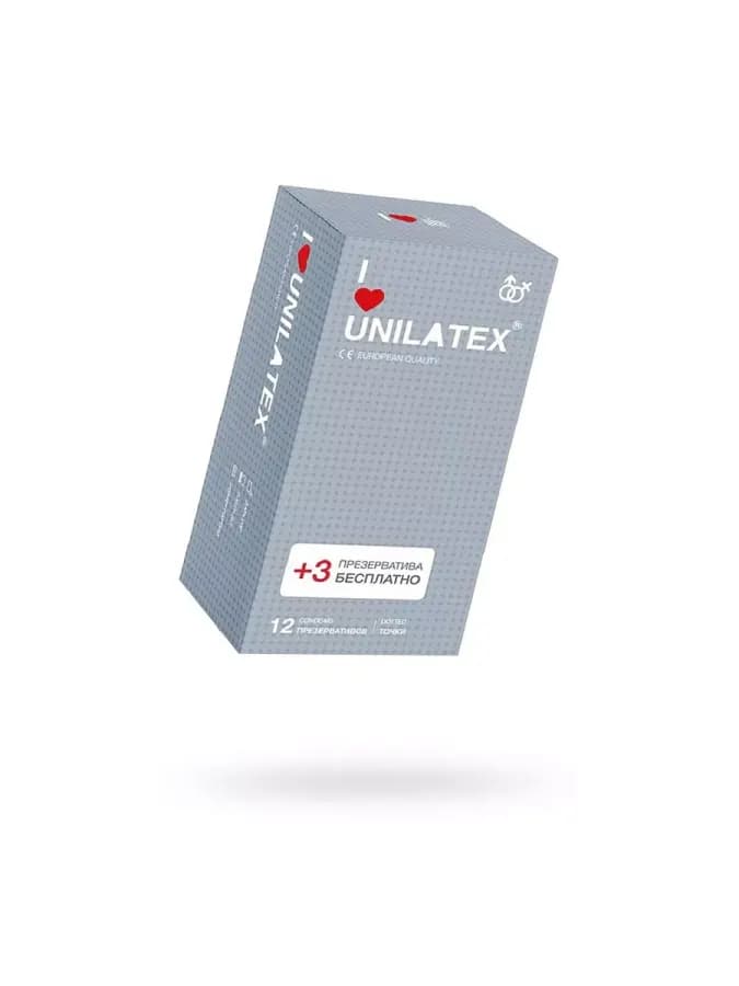 Презервативы Unilatex Dotted/точечные, 12 шт. + 3 шт. в подарок