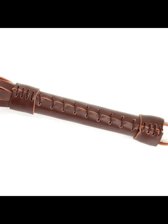 Коричневая кожаная плеть с рукояткой Brown Leather Flogger — фото 3