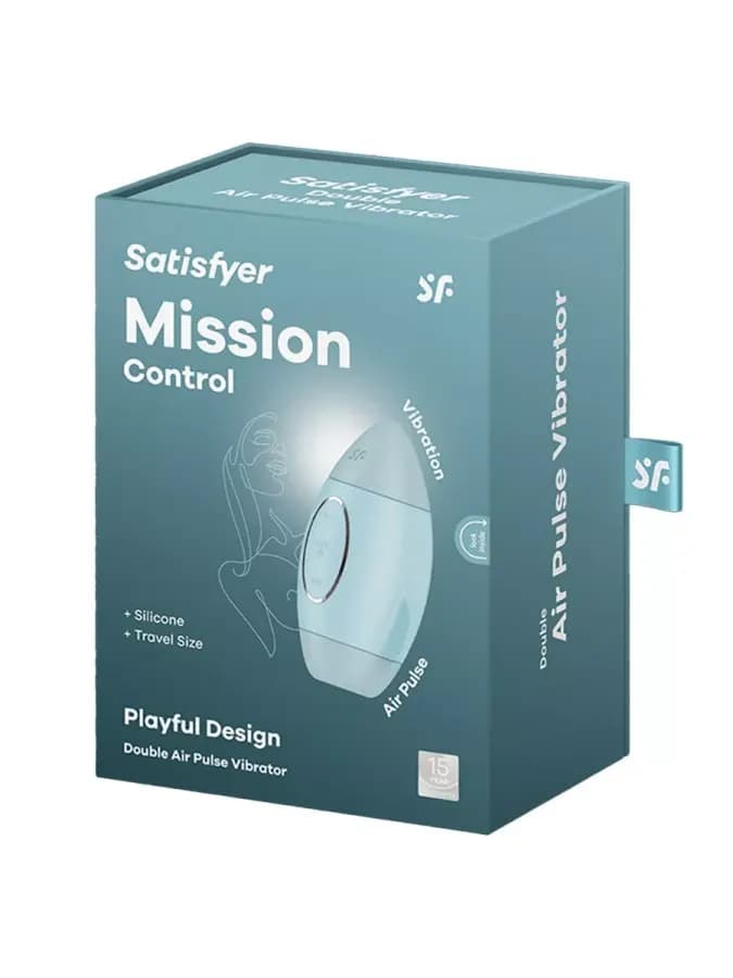 Стимулятор клитора с воздушной стимуляцией и вибрацией Satisfyer Mission Control, голубой — фото 3