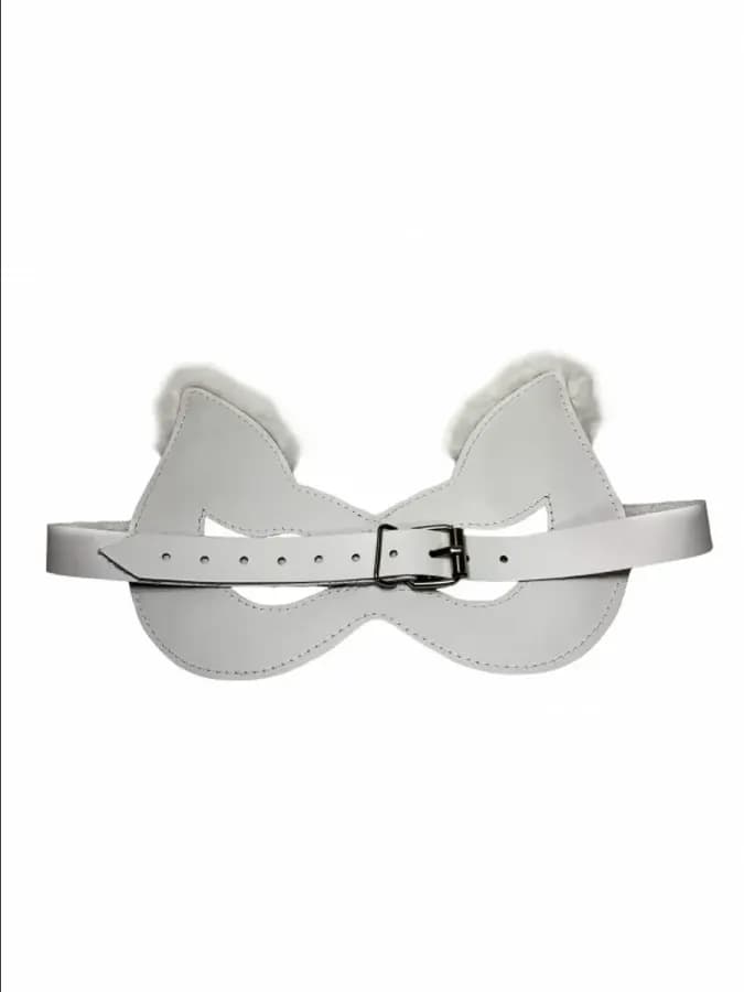 Маска из кожи White S-L белый с мехом
