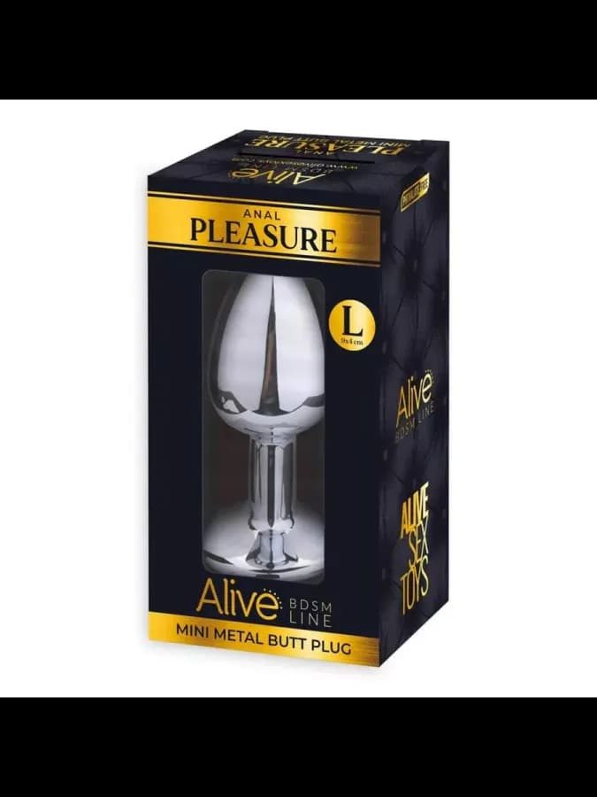 Анальная пробка Alive Anal Pleasure металл, с синим кристаллом S: 7х2,8 см — фото 2