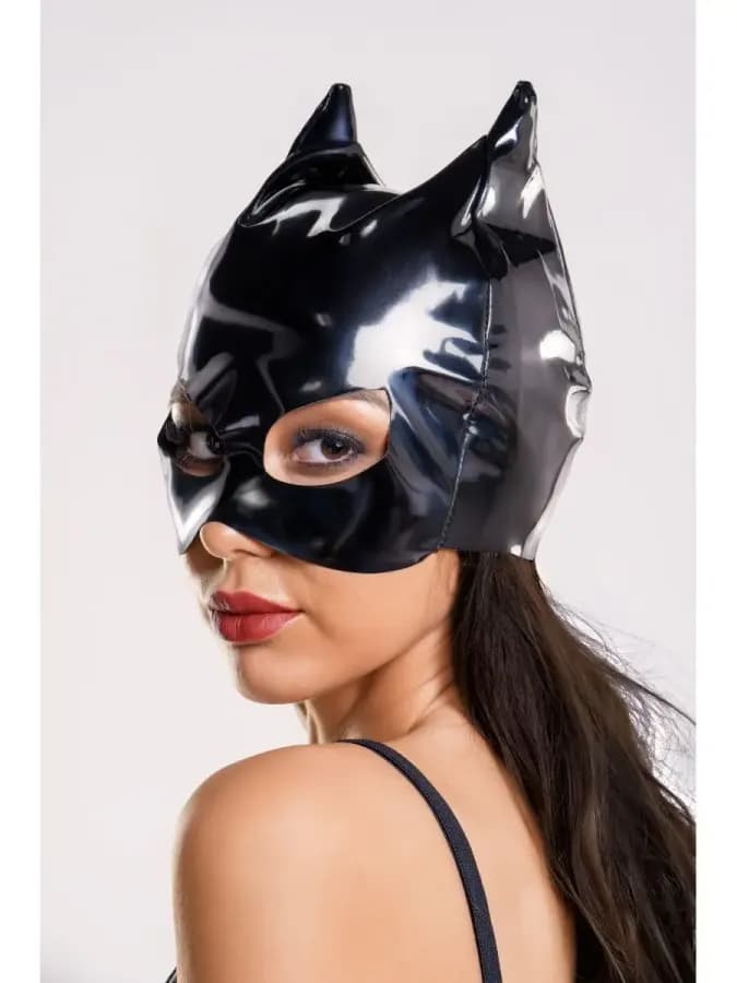 Маска кошки Glossy из материала Wetlook черная OS