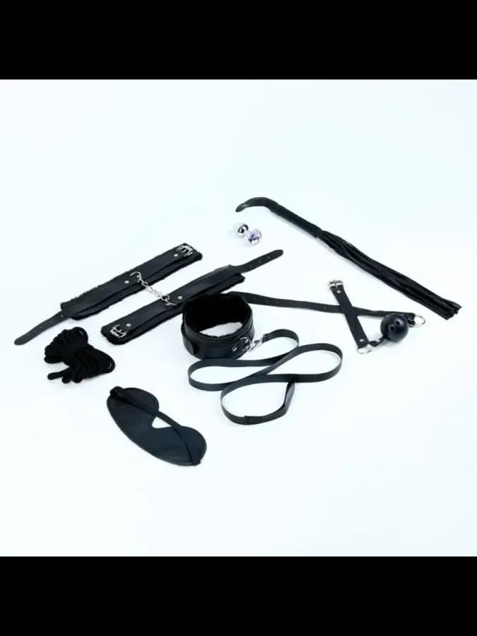БДСМ набор из металла и кожи, черный цвет