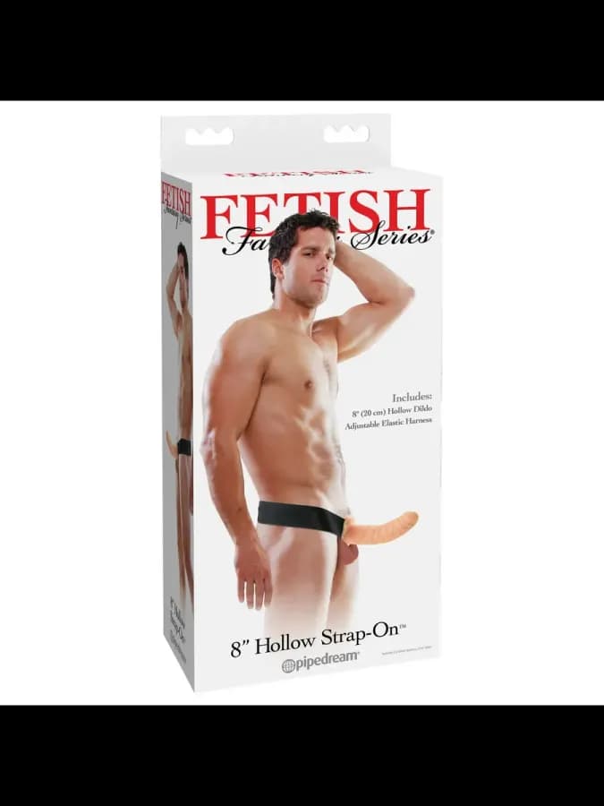 Полый страпон 8" Hollow Strap-On телесного цвета - 19 см