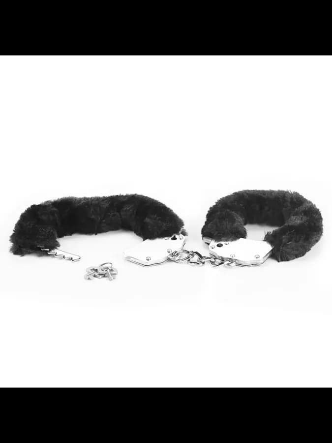 Металлические черные наручники с мехом Fetish Handcuffs — фото 5