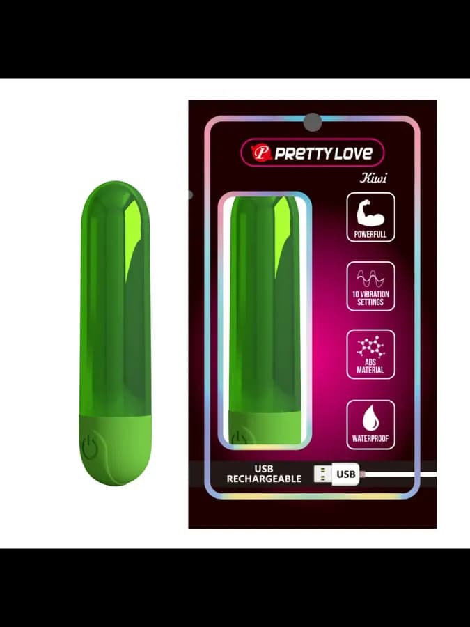 Вибропуля Kiwi, зелёная, силикон, 8 см, диаметр 2.5 см