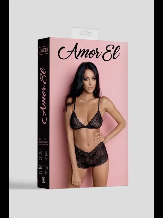 Комплект эротического белья Amor El Tina, черный, L/XL