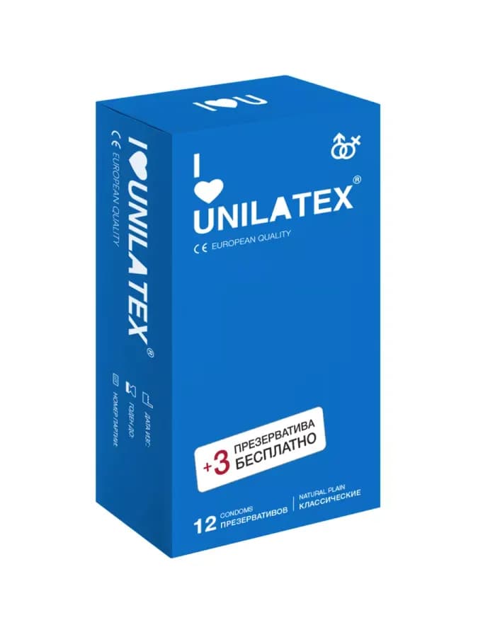 ПРЕЗЕРВАТИВЫ UNILATEX "NATURAL PLAIN" классические, 12 шт