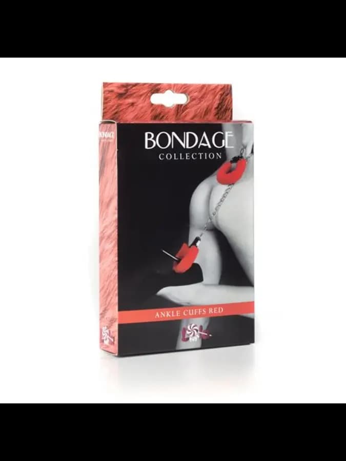Lola Games Меховые оковы на ноги BONDAGE красные — фото 3