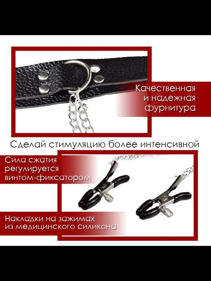 Зажим для сосков и клитора с ошейником