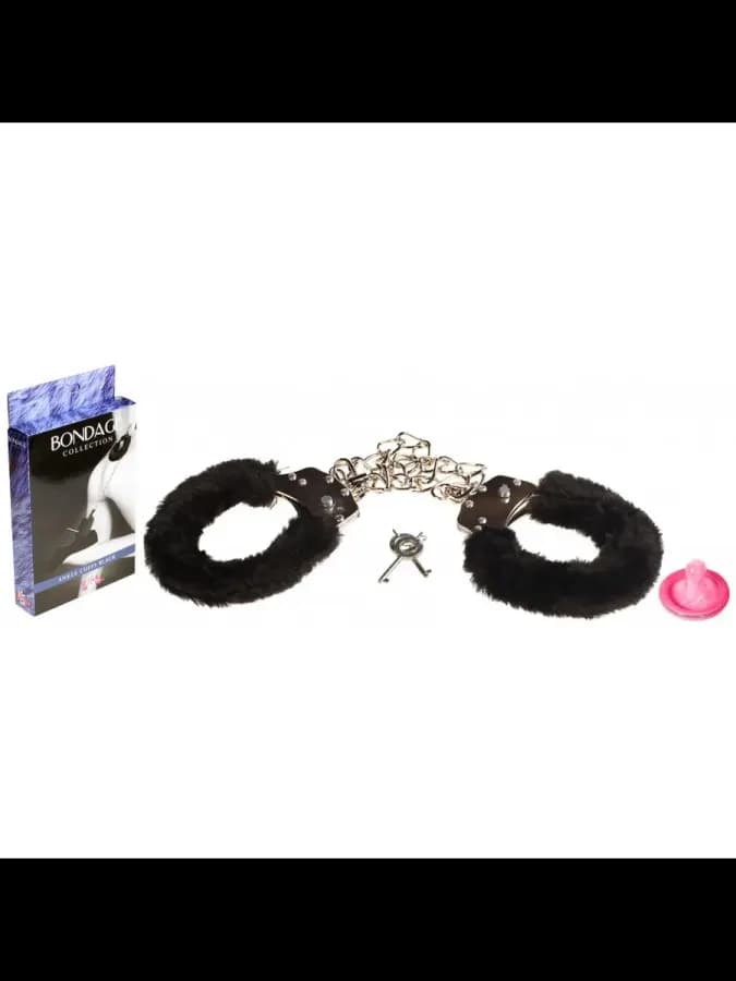 Металлические оковы на ноги с черным мехом Ankle Cuffs Black — фото 2