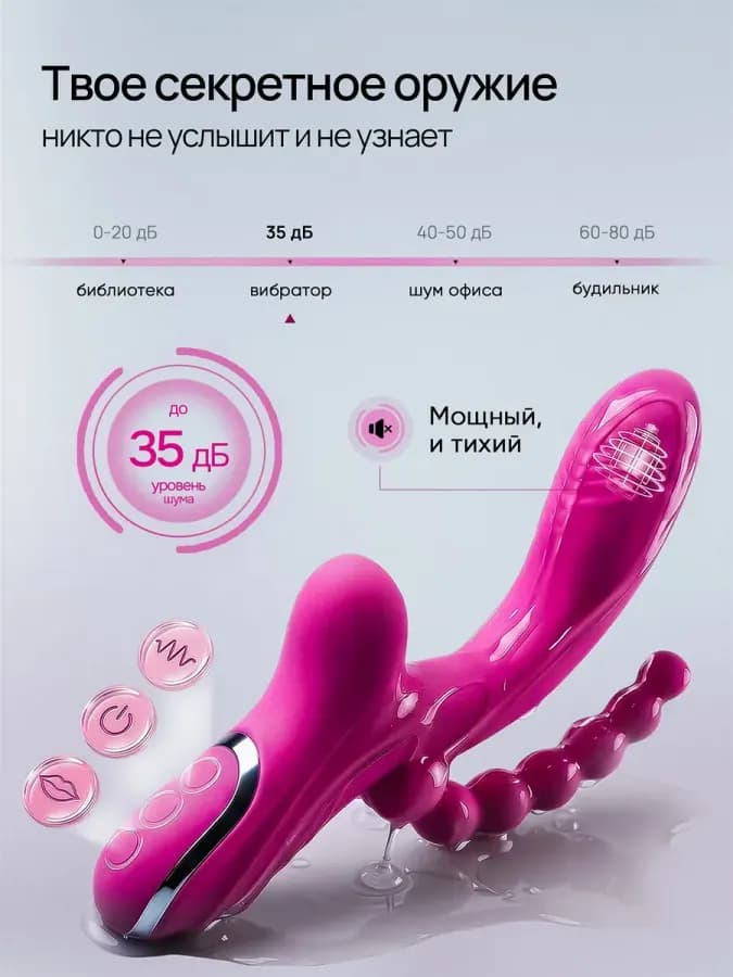 Вибратор для женщин вакуумный и анальными шариками