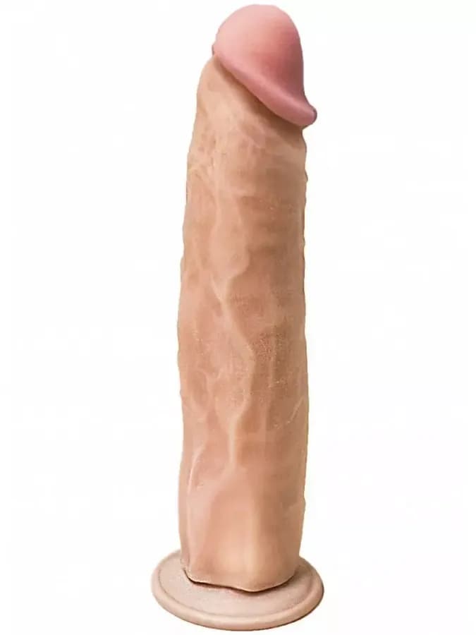 Реалистичный фаллос на присоске с объемной головкой 22,5 см