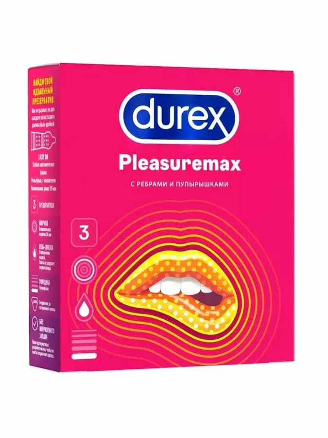 Презервативы pleasuremax с ребрами и пупырышками 3 шт