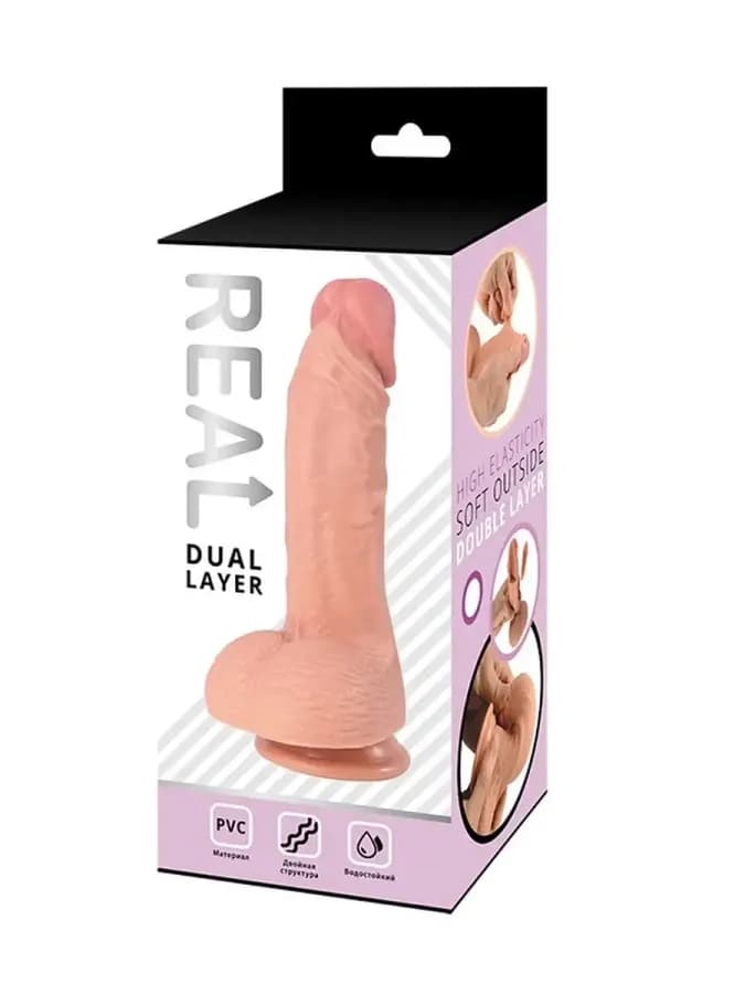 Реалистичный фаллоимитатор Real Dual Layer 16 см