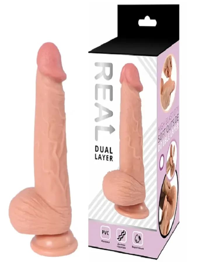 Реалистичный фаллоимитатор Real Dual Layer 14 см