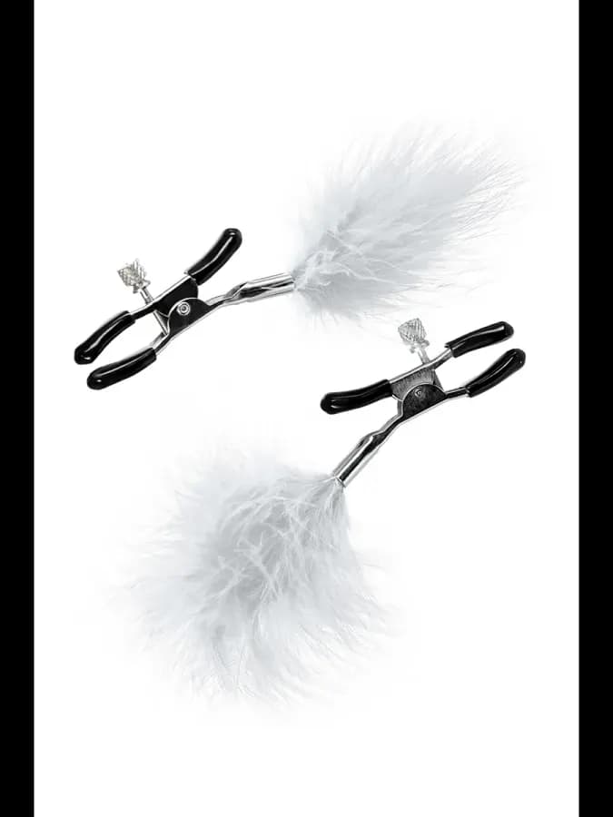 Зажимы для сосков с белыми перьями Nipple Clamps