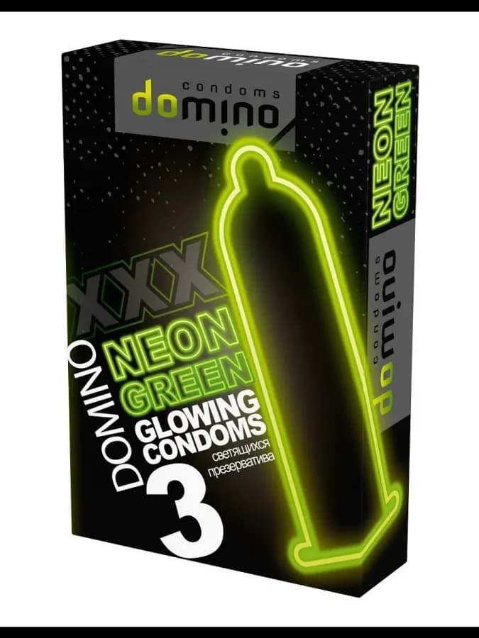 Презервативы DOMINO NEON GREEN светящиеся (3 шт.)