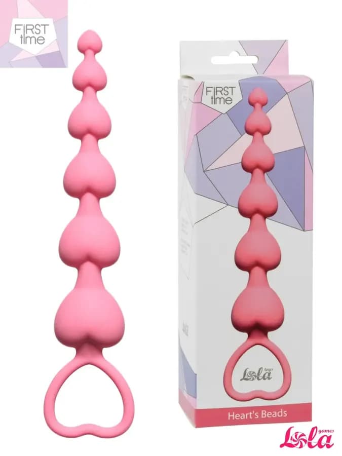 Lola Games First Time Анальная цепочка Heart's Beads Pink (1