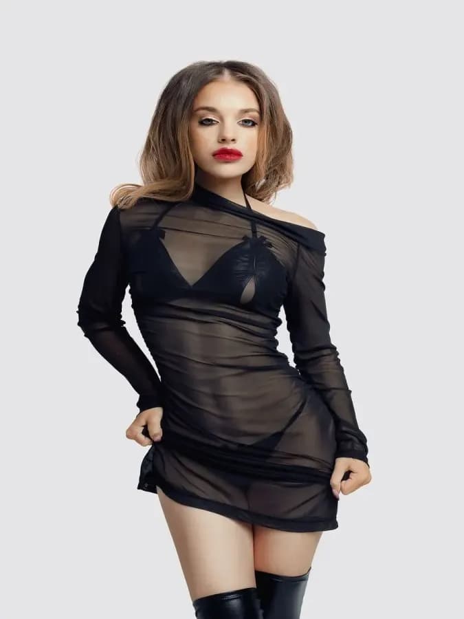 Комплект Sheril: платье сетка, лиф и трусики XL
